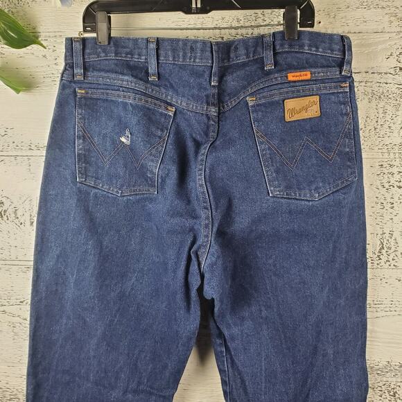 Wrangler FR Flame Resistant Men Original Fit Blue Denim Jeans Size 38 x 34 - Picture 6 of 9